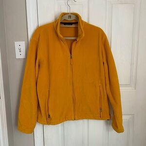 LL Bean Zip Up Cinch Hem Fleece Jacket in Mustard Yellow
